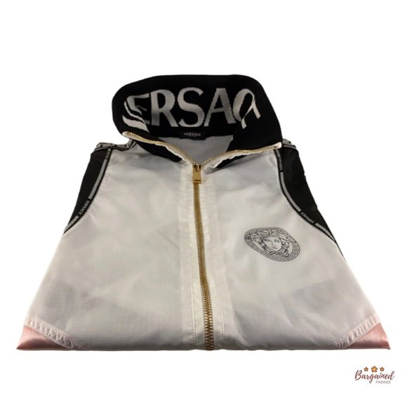 Authentic Versace White Black Pink Full Zip Nylon Jacket NWT - Size 42 - Picture 5 of 12